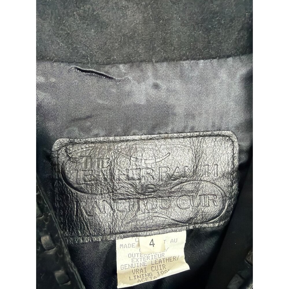 Vintage Womens Genuine Leather Black Fringe Jacket With Turquoise Bead Accents S - Picture 6 of 16